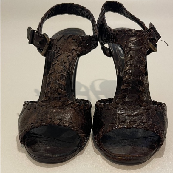 Fendi Shoes - Fendi Zeppa Capra Pergamena Dark Brown Braided Wedge Sandals